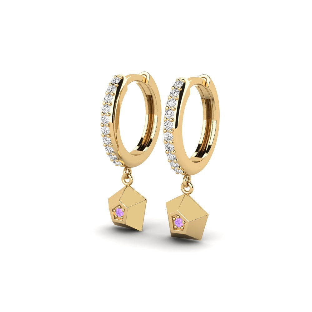 อเมทิสต์ Women's ต่างหู Meteorite