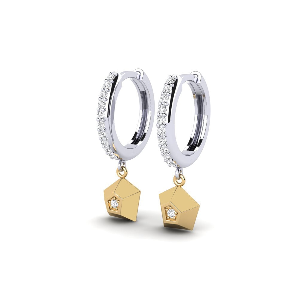 14k Oro Blanco / Amarillo Pendiente de mujer Meteorite
