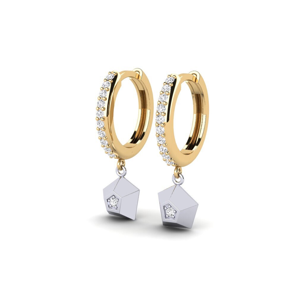 14k Oro Amarillo/Blanco Pendiente de mujer Meteorite
