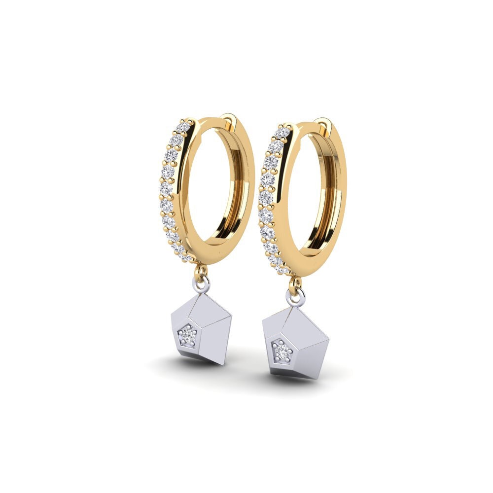 14ct Yellow & White Gold Women's Earring Meteorite