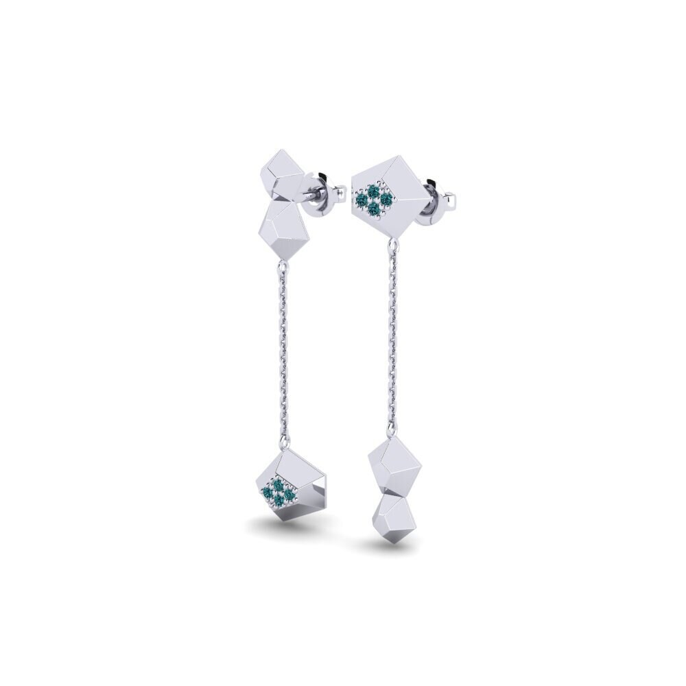 Platino Diamante Azul Pendiente de mujer Molecule