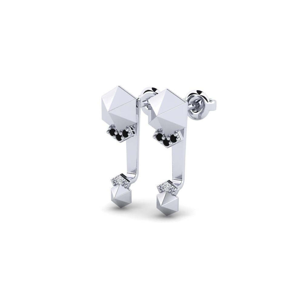 Platino Diamante Negro Pendiente de mujer Presensya