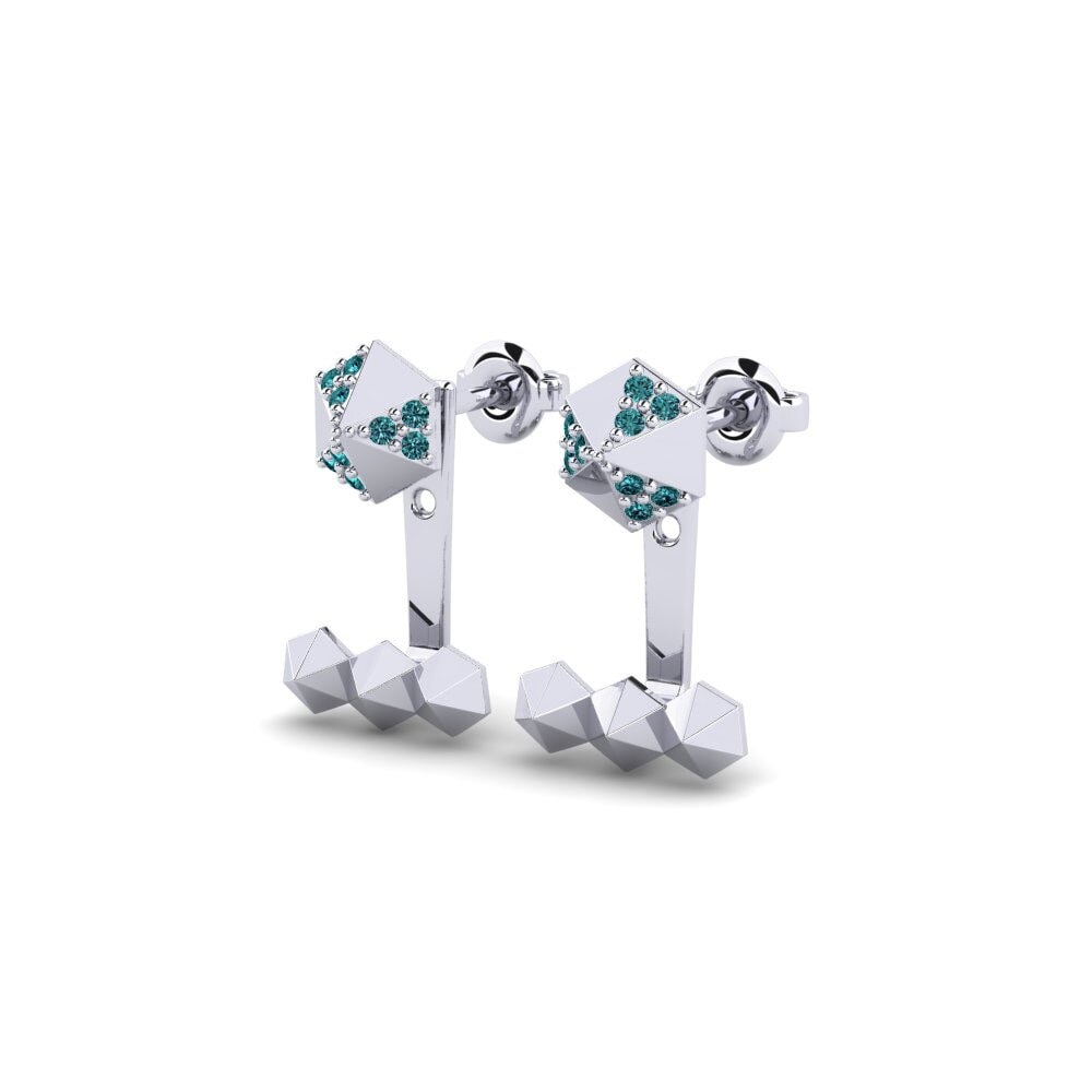 Platino Diamante Azul Pendiente de mujer Prezans