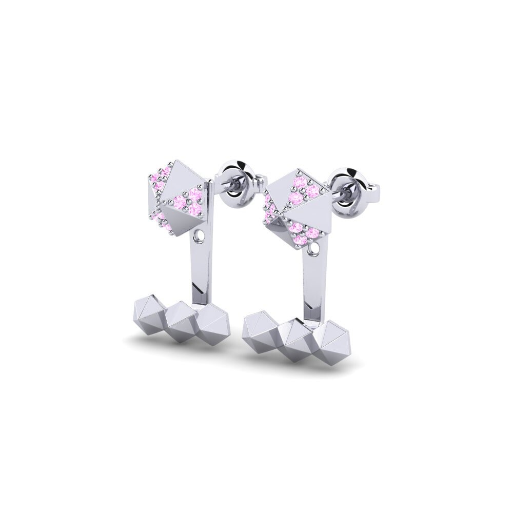 Platino Zafiro Rosado Pendiente de mujer Prezans