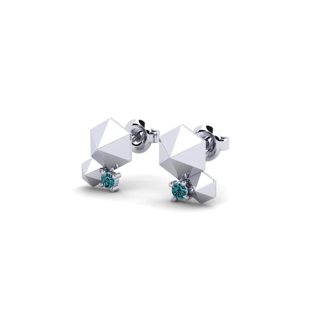 Platino Diamante Azul Pendiente de mujer Pronseg