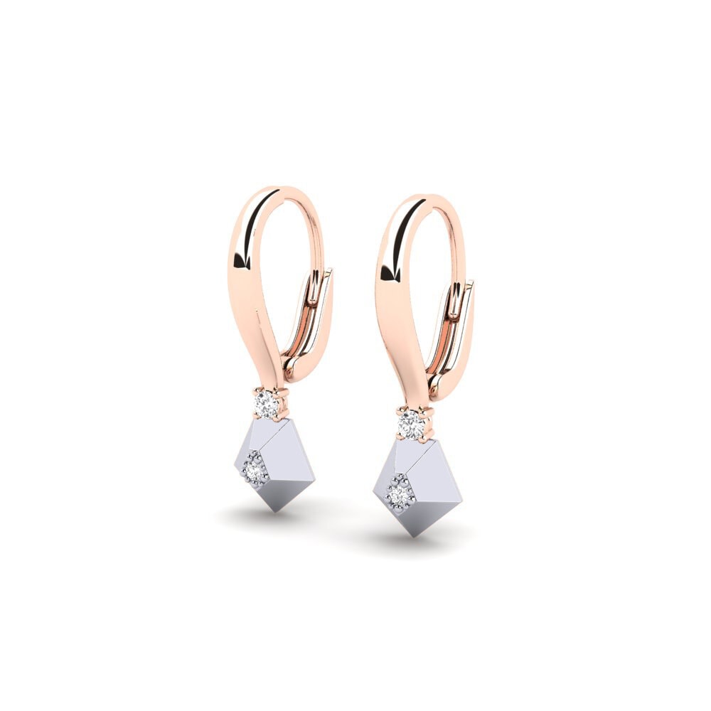 18k Oro Rosa/Blanco Pendiente de mujer Quartermoon