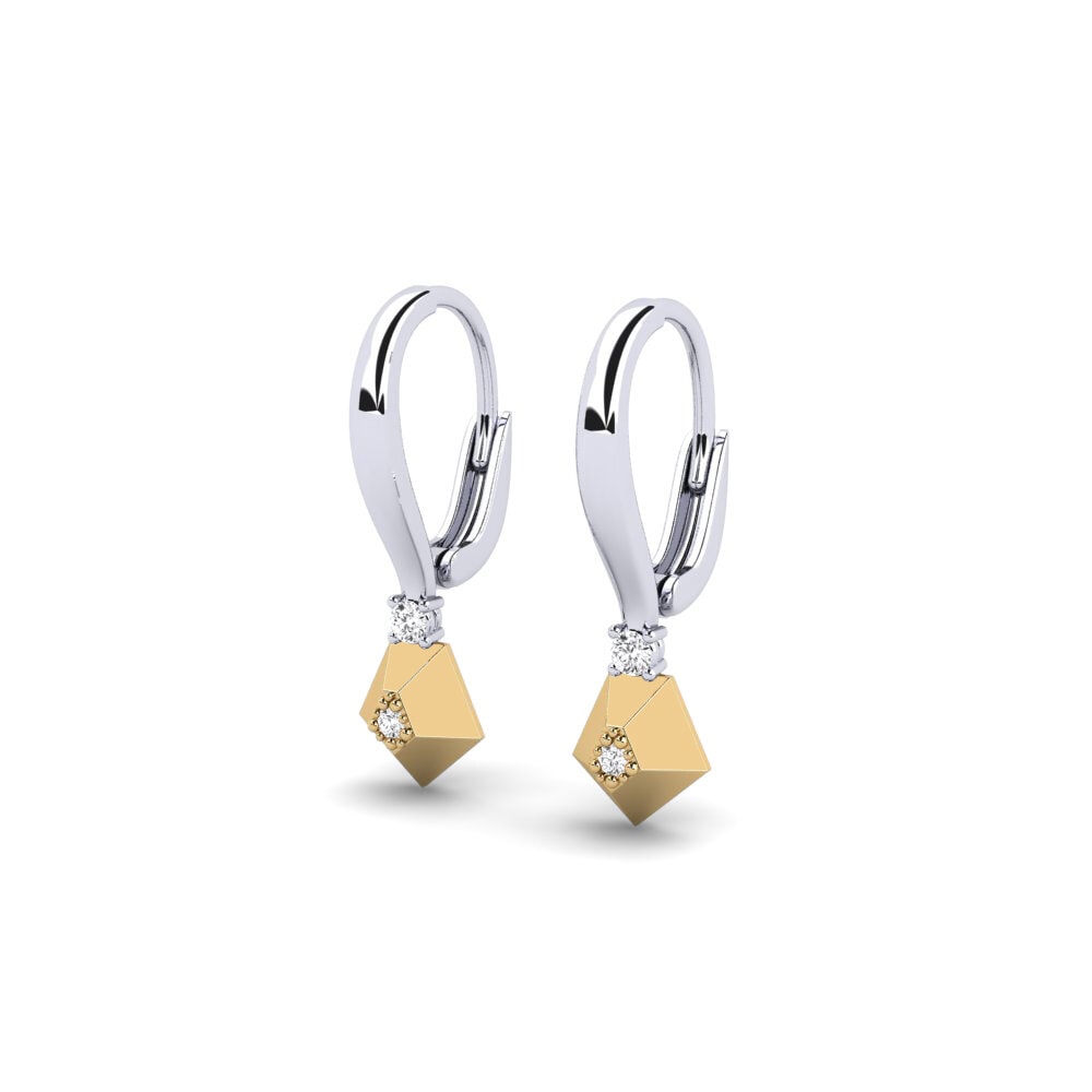 14k Oro Blanco / Amarillo Pendiente de mujer Quartermoon