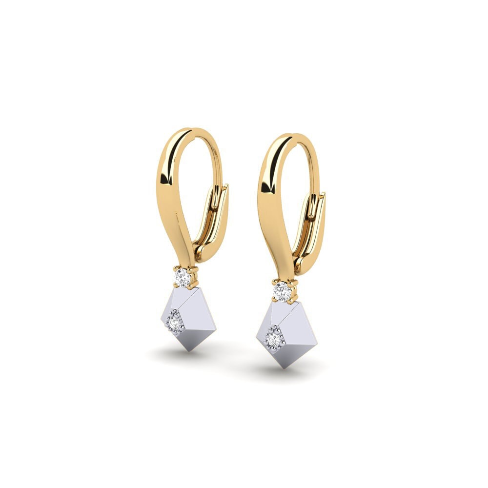 14k Oro Amarillo/Blanco Pendiente de mujer Quartermoon