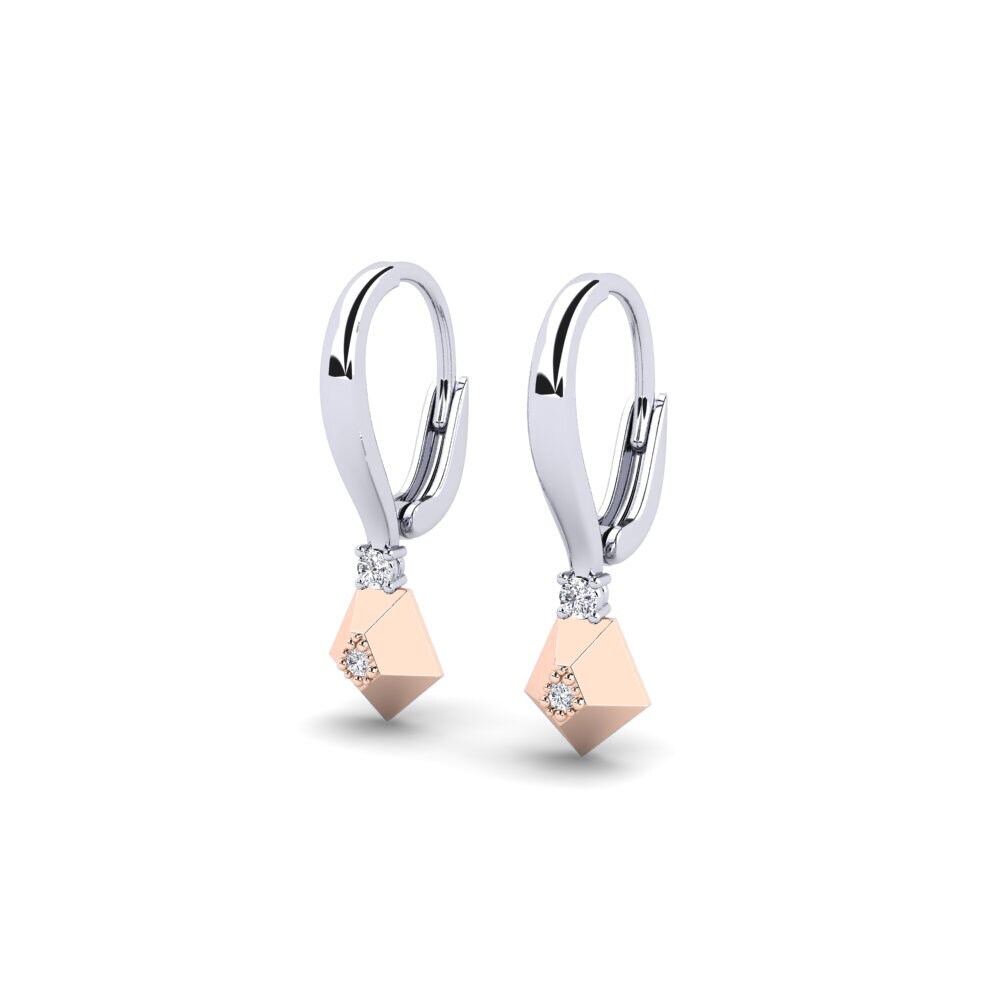 14k White & Rose Gold Women's Earring Quartermoon