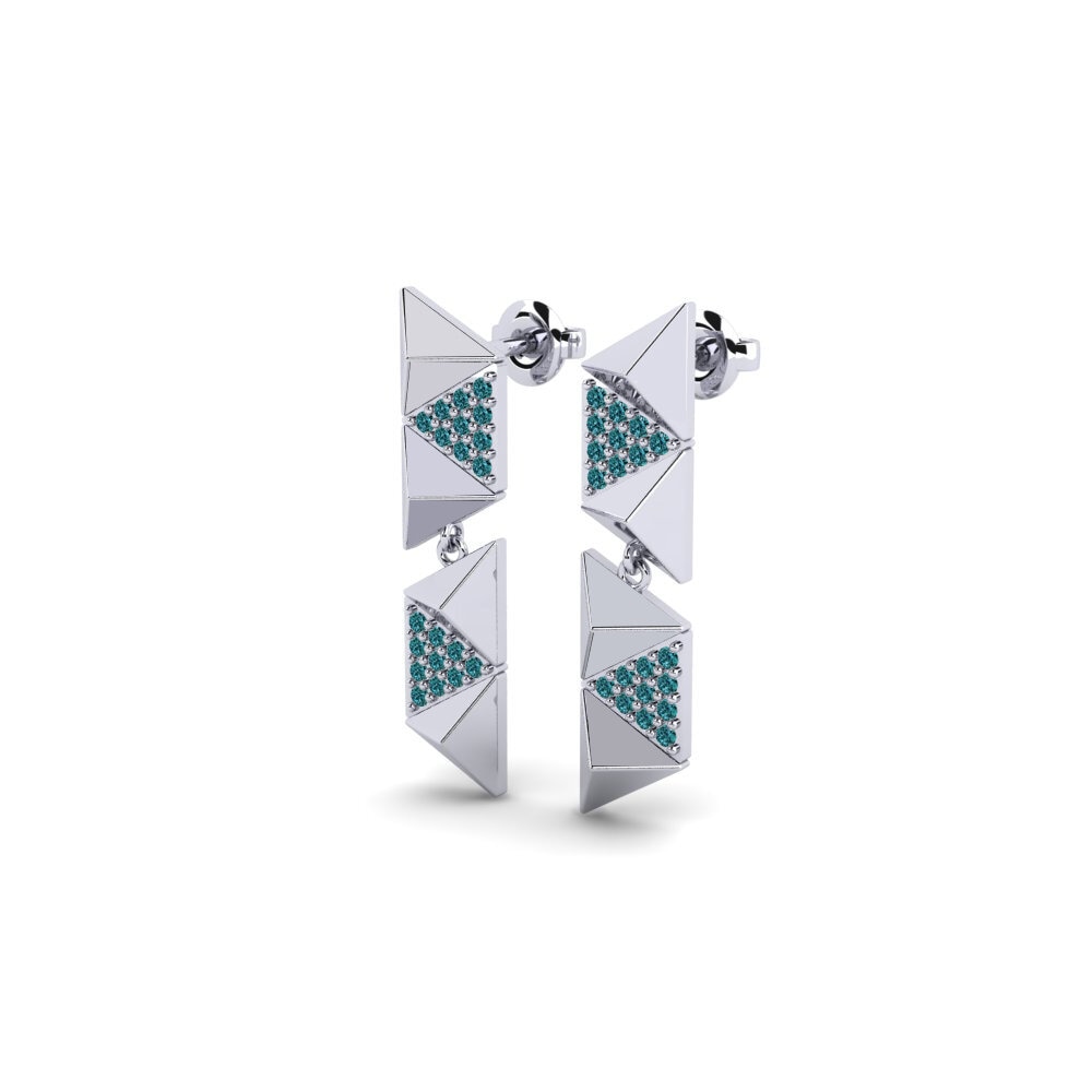 Platino Diamante Azul Pendiente de mujer Robsart