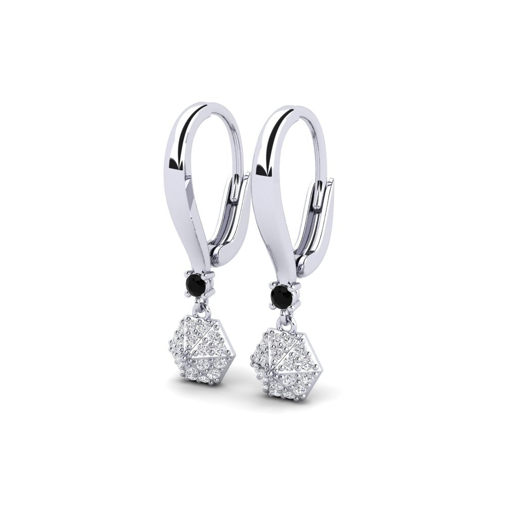 Platino Diamante Negro Pendiente de mujer Savienots