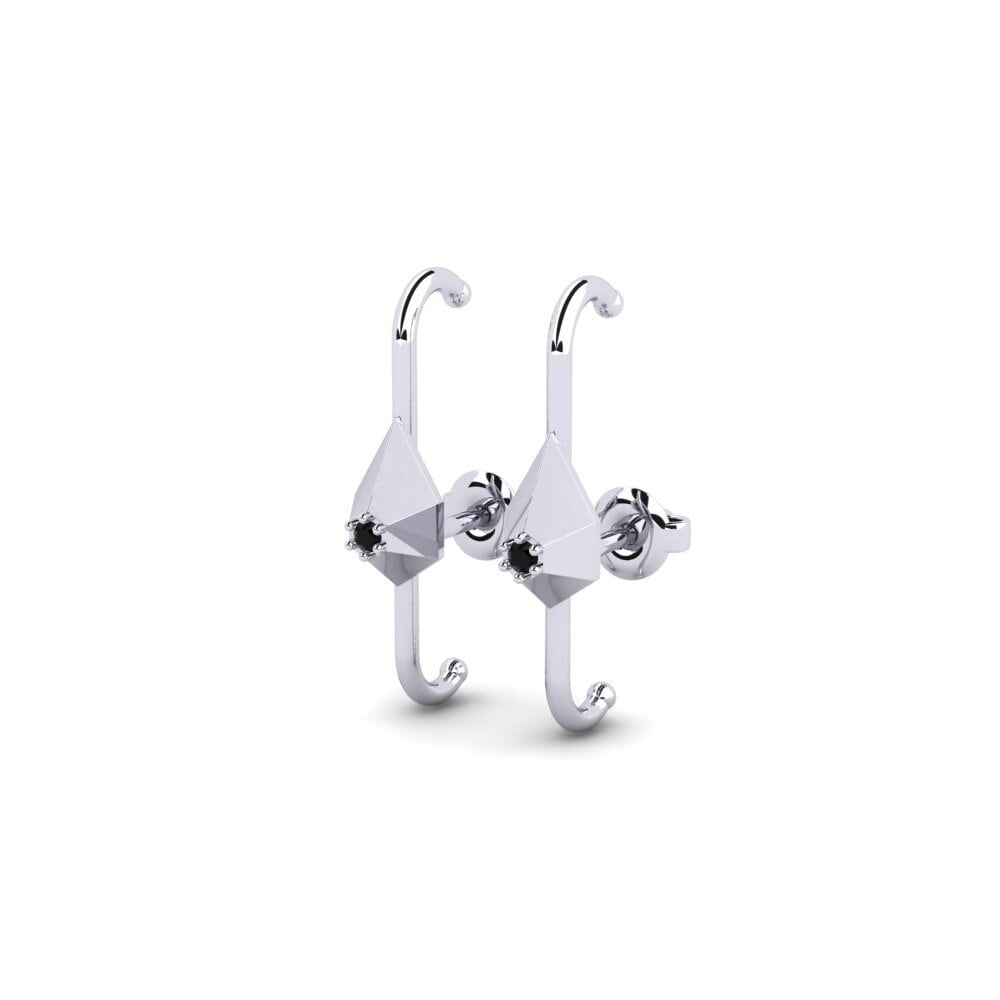 Platino Diamante Negro Pendiente de mujer Sebou