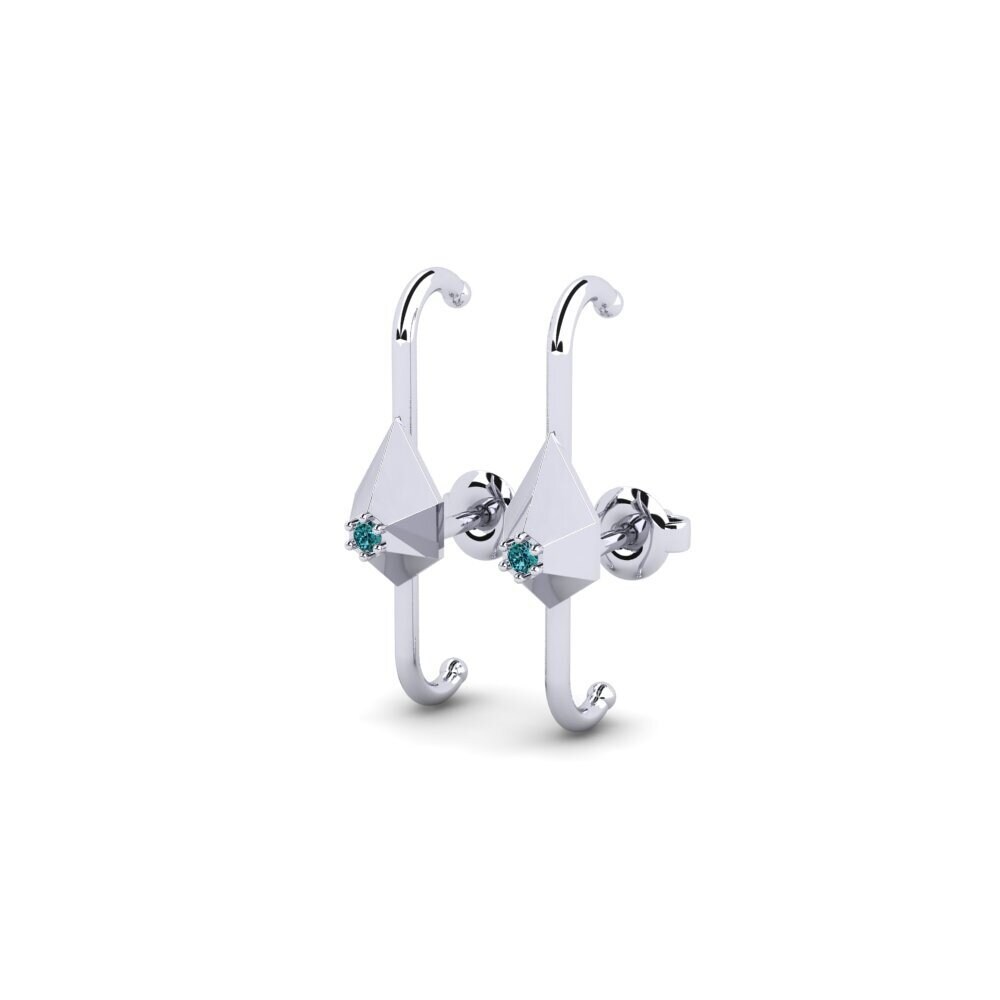 Platino Diamante Azul Pendiente de mujer Sebou