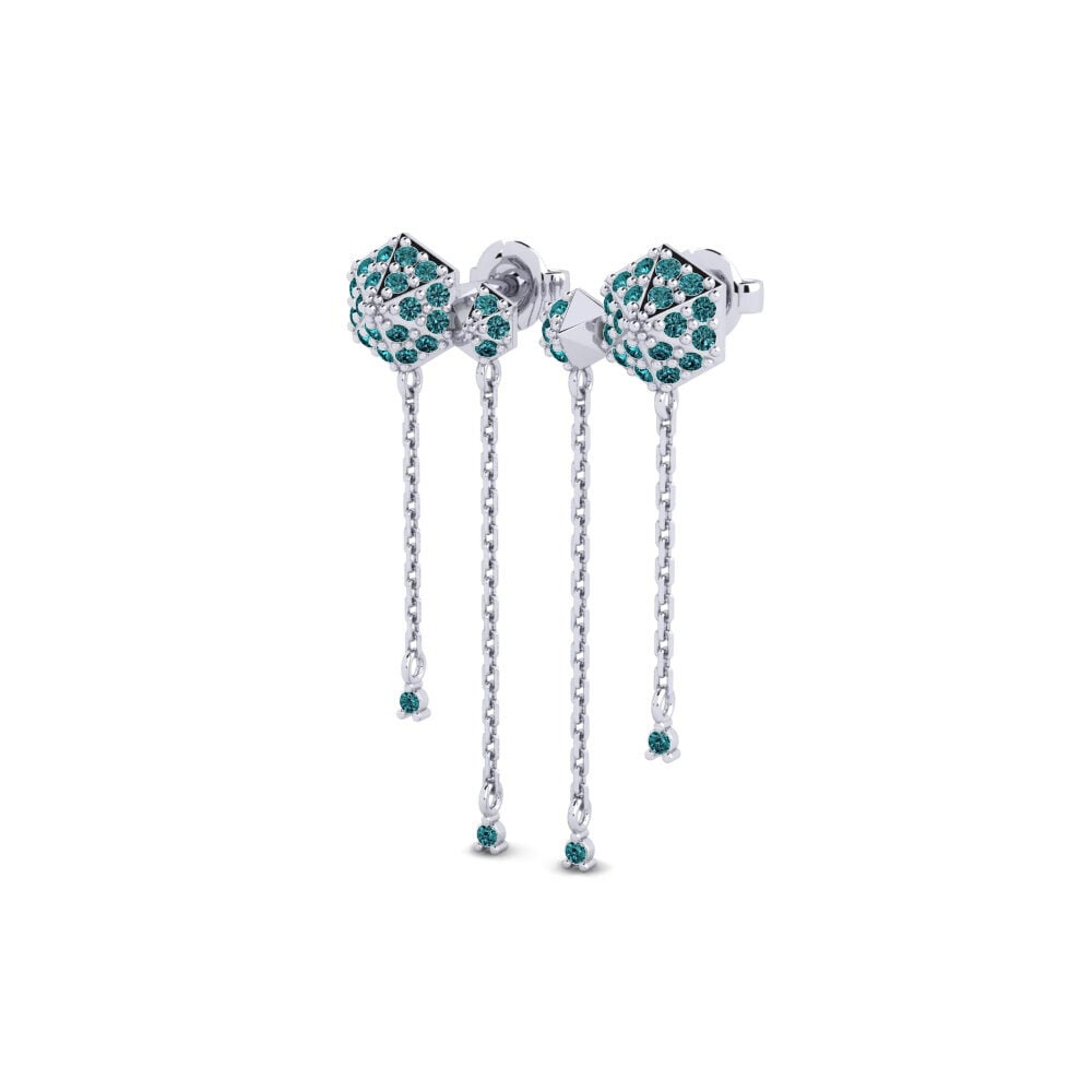 Platino Diamante Azul Pendiente de mujer Senohe