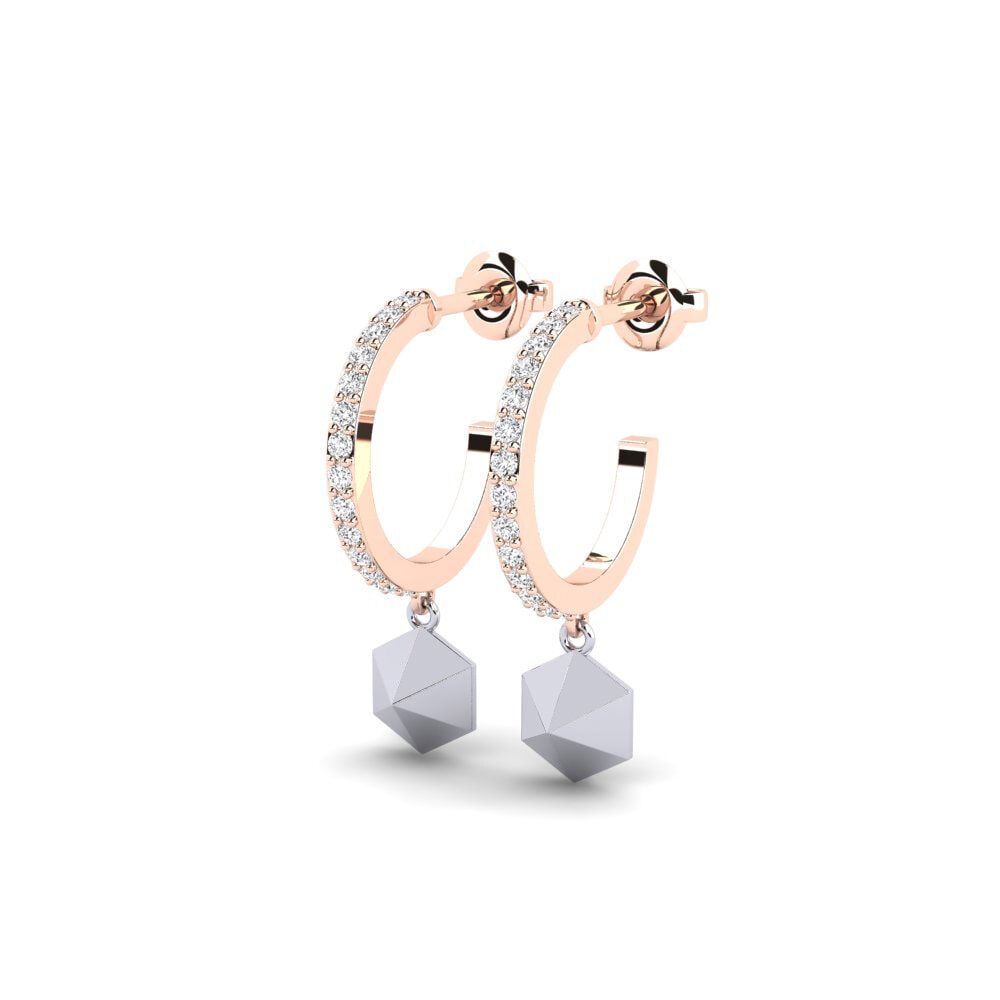 18k Oro Rosa/Blanco Pendiente de mujer Terhubung