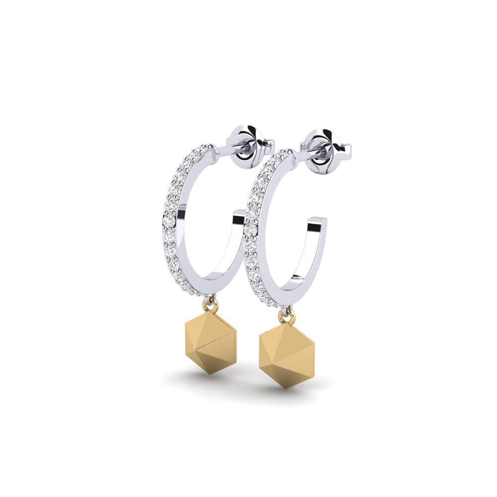 14k Oro Blanco / Amarillo Pendiente de mujer Terhubung