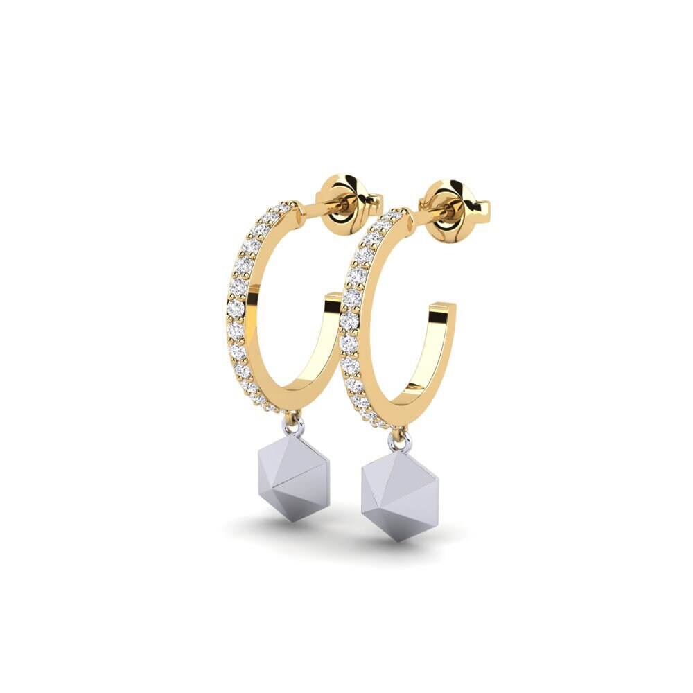 14k Oro Amarillo/Blanco Pendiente de mujer Terhubung