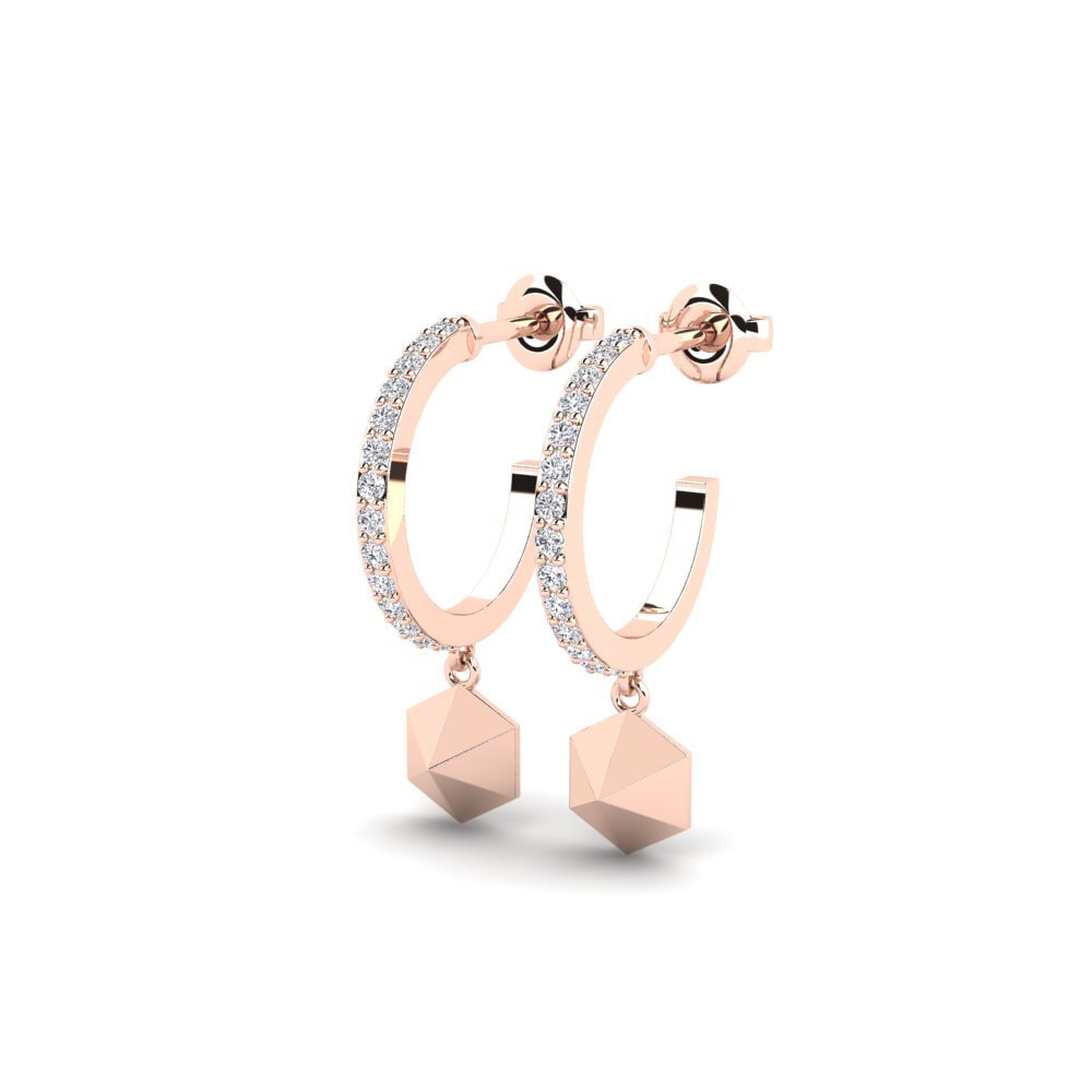 14k Rose Gold Women's Earring Terhubung
