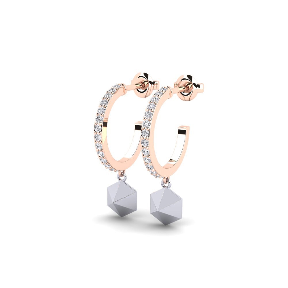 Vermelho & Branco-14K Brincos Feminino Terhubung