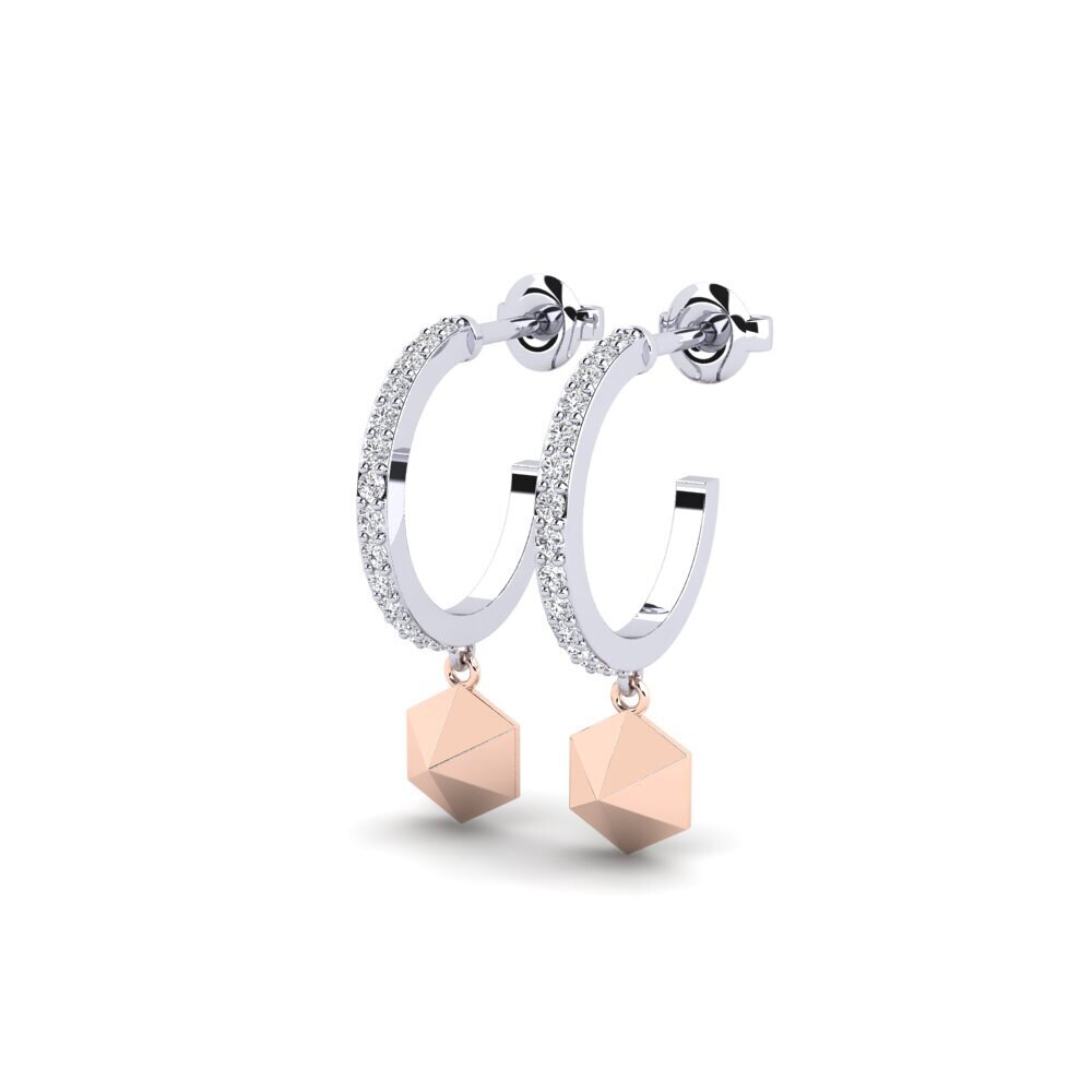 14k White & Rose Gold Women's Earring Terhubung