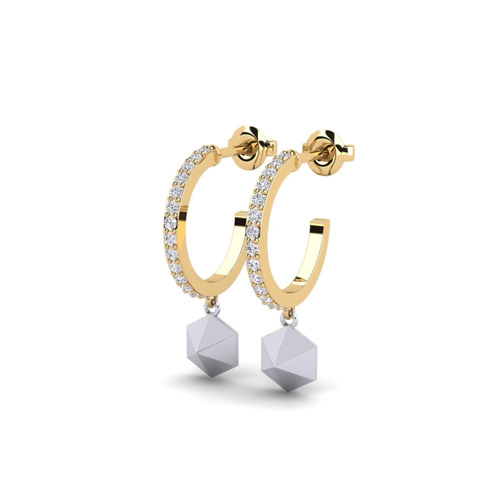 14ct Yellow & White Gold Women's Earring Terhubung