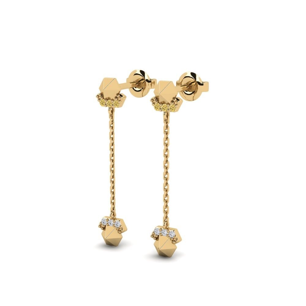 Gele Diamant Dames Oorbellen Waarzeggen