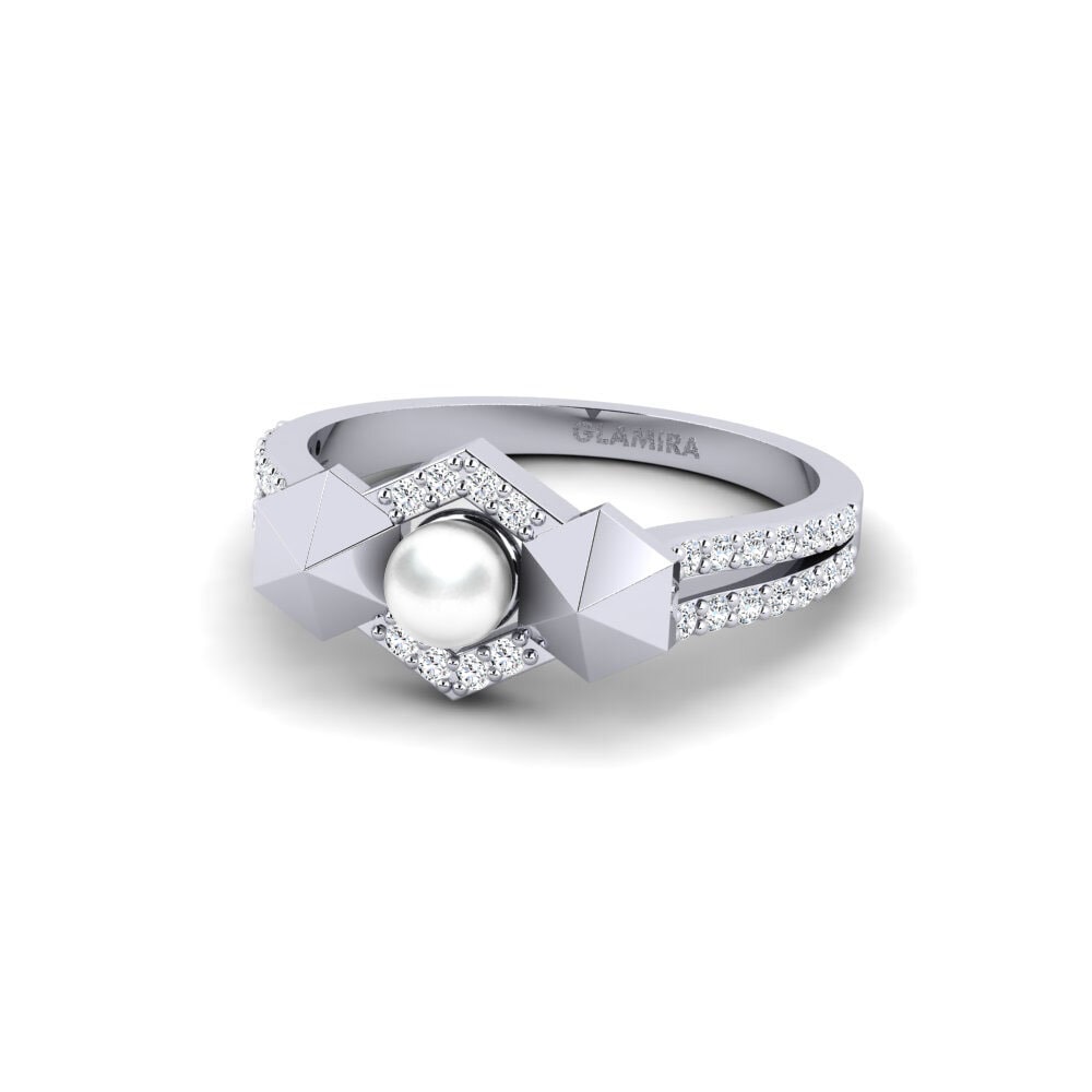 9k Oro Blanco Circonita Anillo Arzies