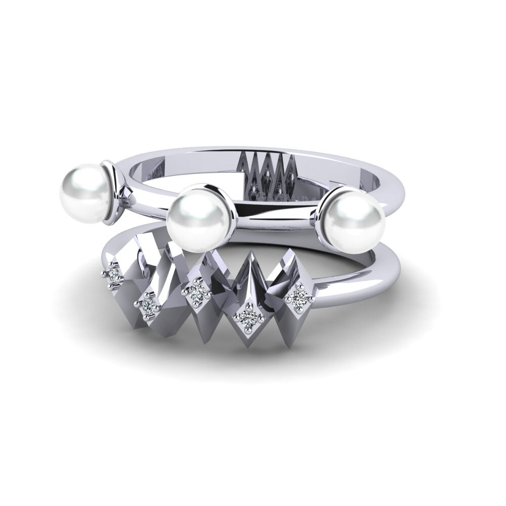 9k Oro Blanco Circonita Anillo Cavalla