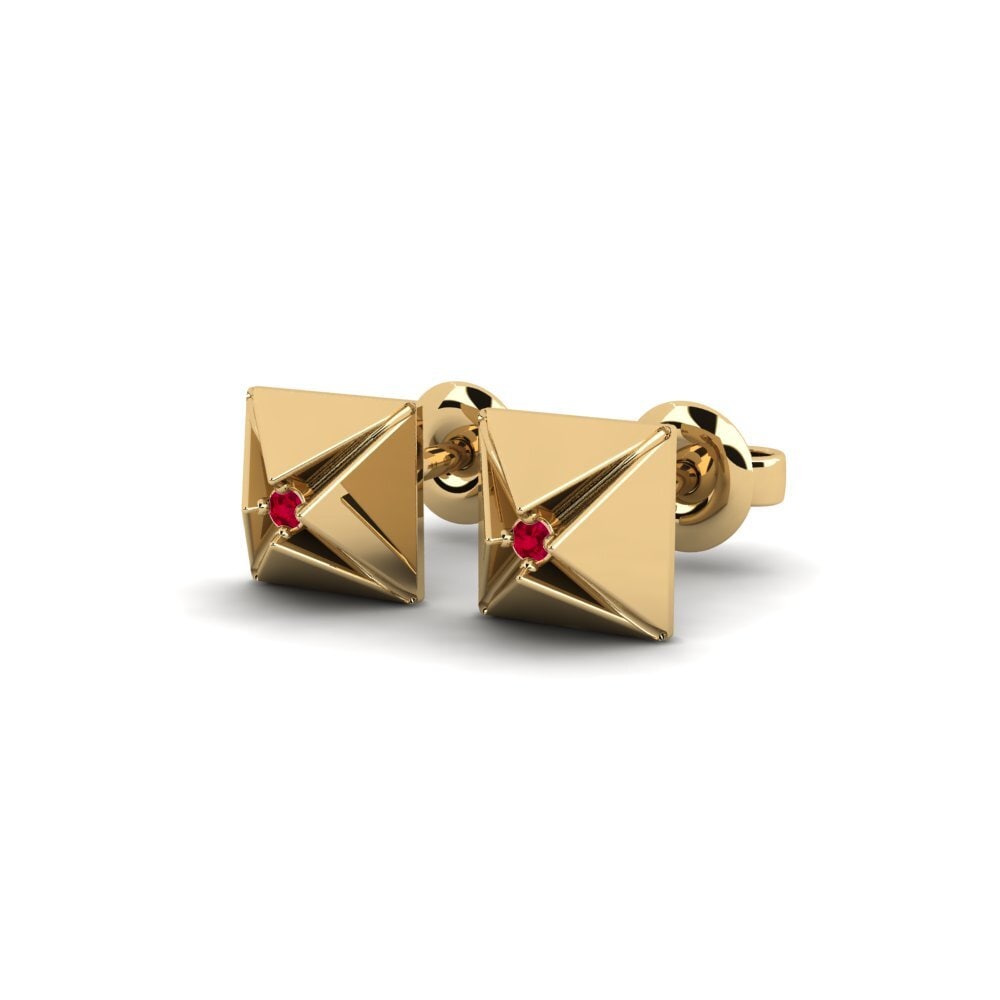 Rubis Boucle d'oreille femme Quadrat