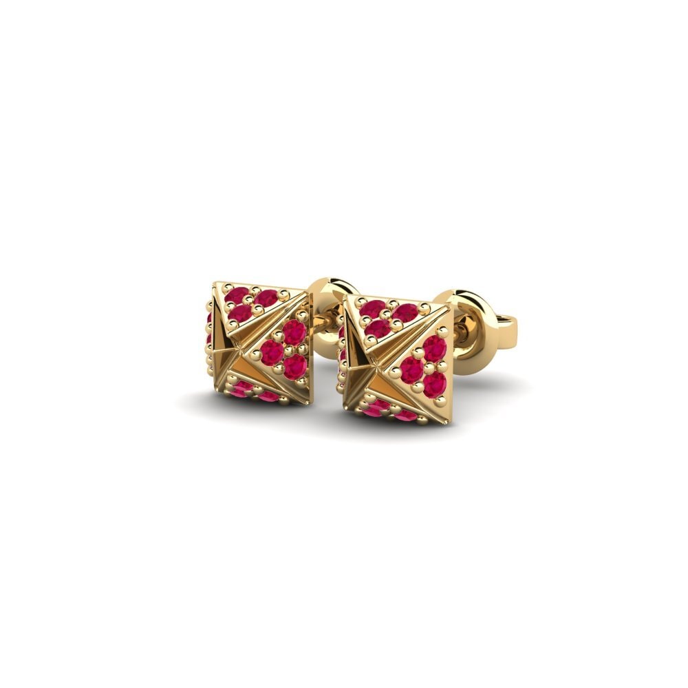 Rubis Boucle d'oreille femme Sgwar