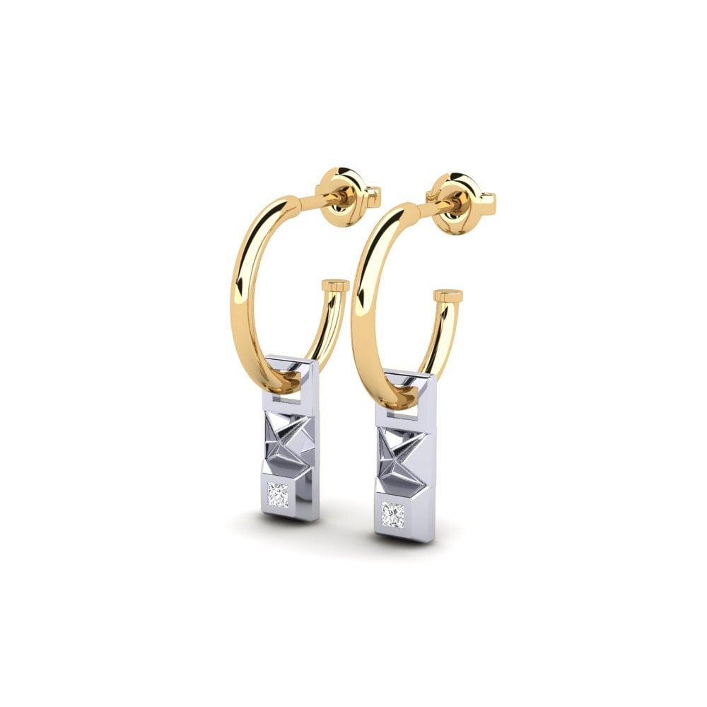 14k Oro Amarillo/Blanco Pendiente de mujer Sudut