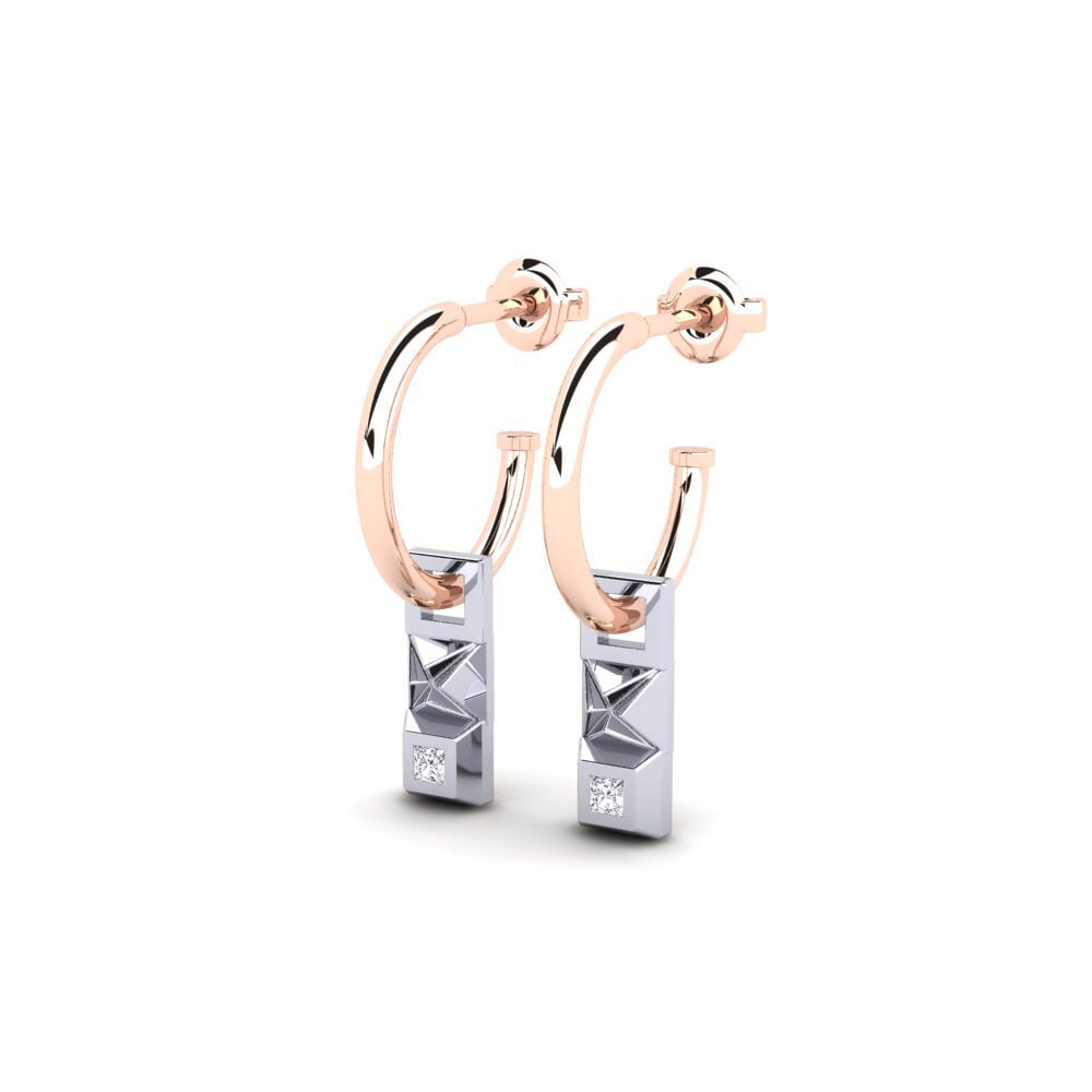Vermelho & Branco-14K Brincos Feminino Sudut