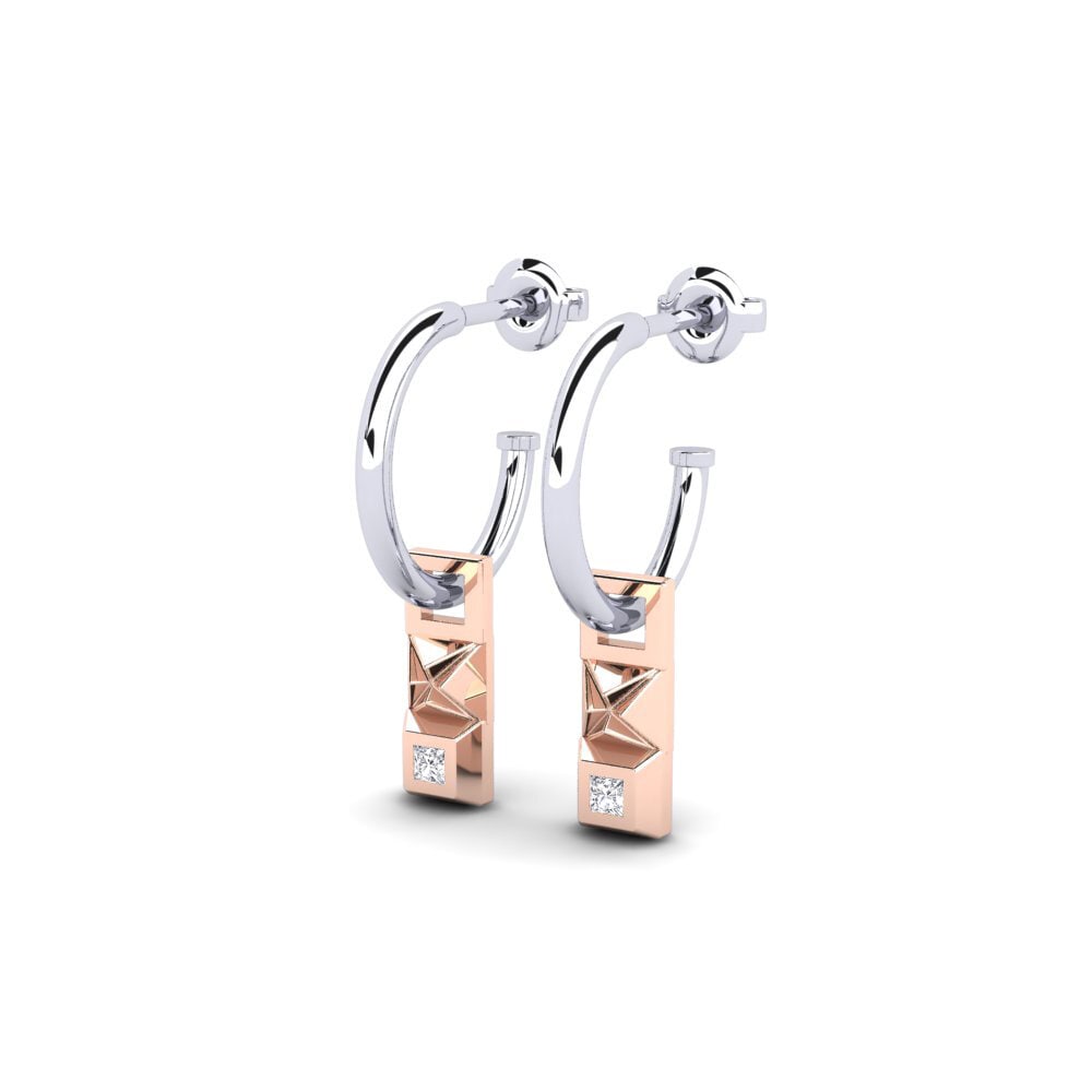 14k White & Rose Gold Women's Earring Sudut