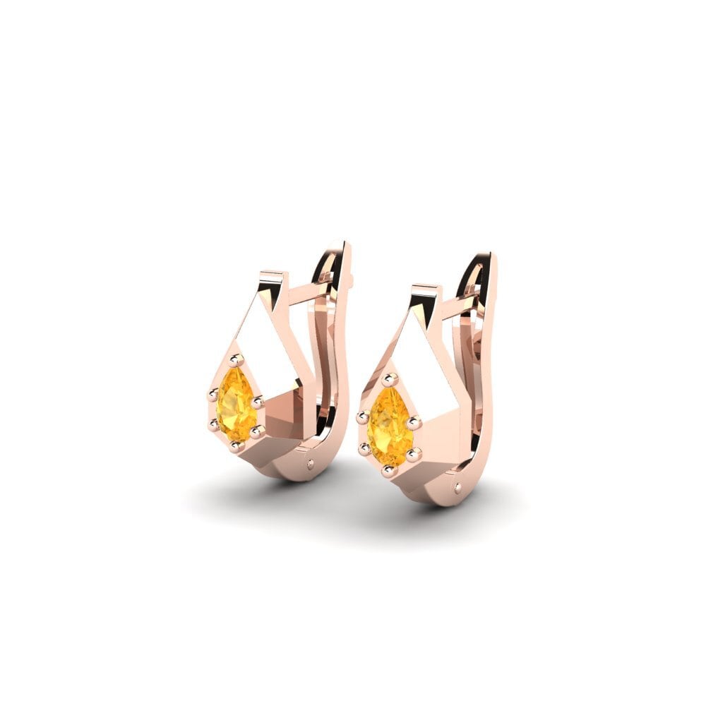 18k Oro Rosa Citrino Pendiente de mujer Derivier