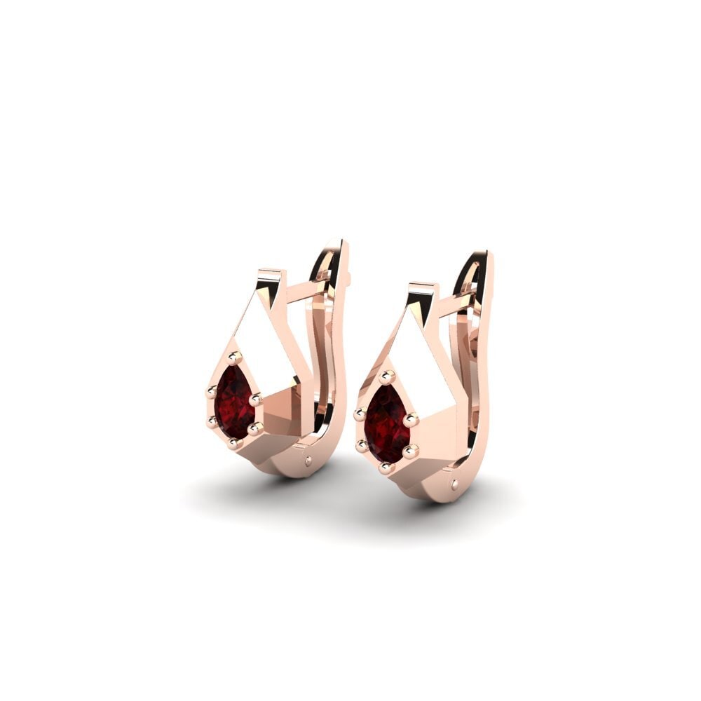 18k Oro Rosa Granate Pendiente de mujer Derivier