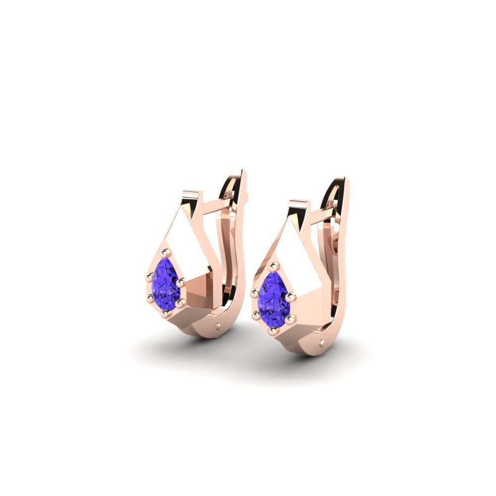 18k Oro Rosa Tanzanita Pendiente de mujer Derivier