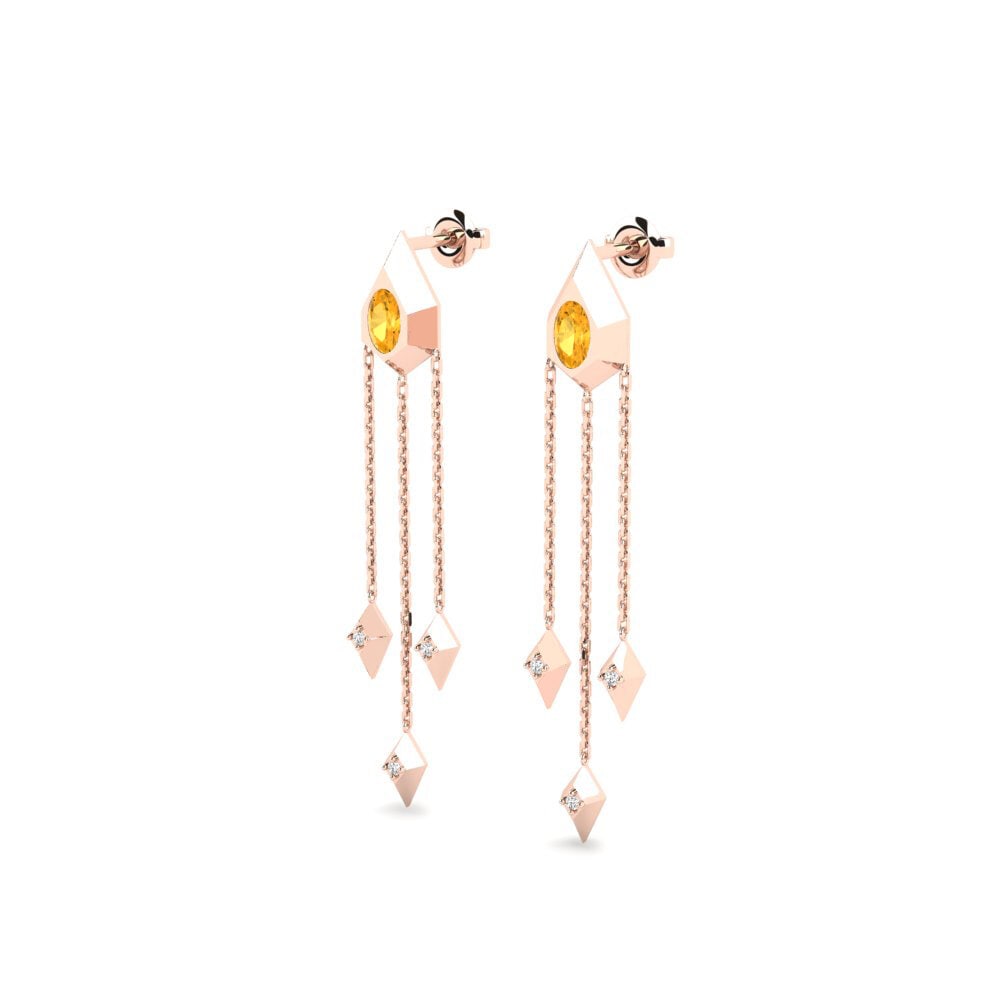 18k Oro Rosa Citrino Pendiente de mujer Dinder