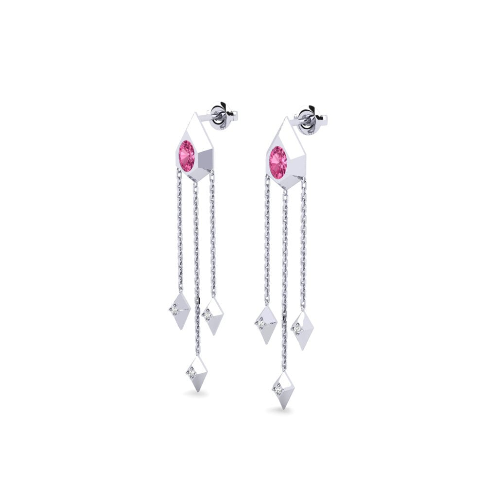 Oro Bianco 375 Tormalina Rosa Orecchino da donna Dinder