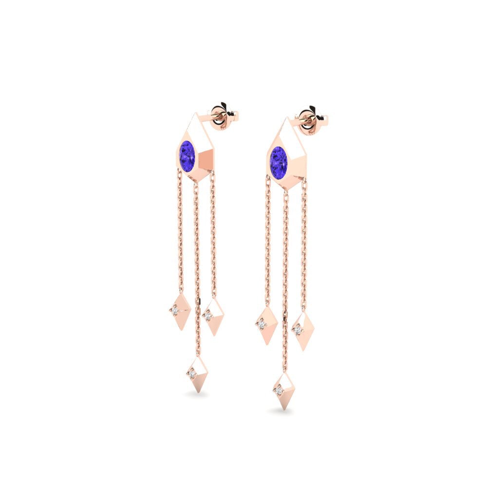 18k Oro Rosa Tanzanita Pendiente de mujer Dinder