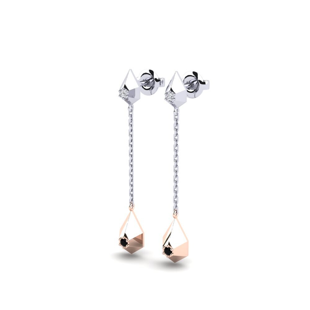 14ct White & Rose Gold Black Sapphire Women's Earring Djoua