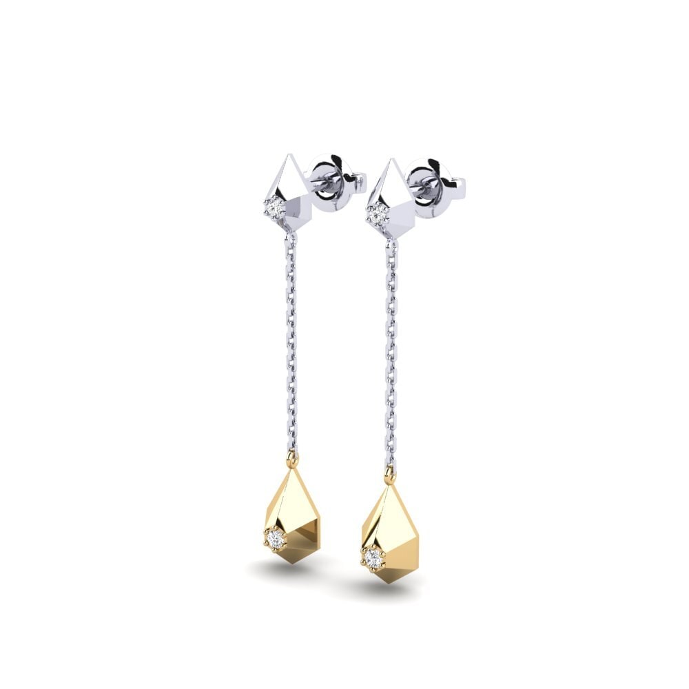 14k Oro Blanco / Amarillo Pendiente de mujer Djoua