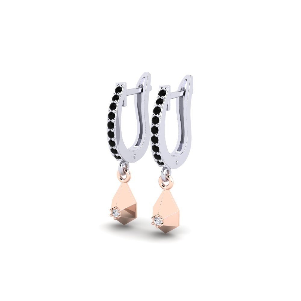 14ct White & Rose Gold Black Sapphire Women's Earring Jooksu