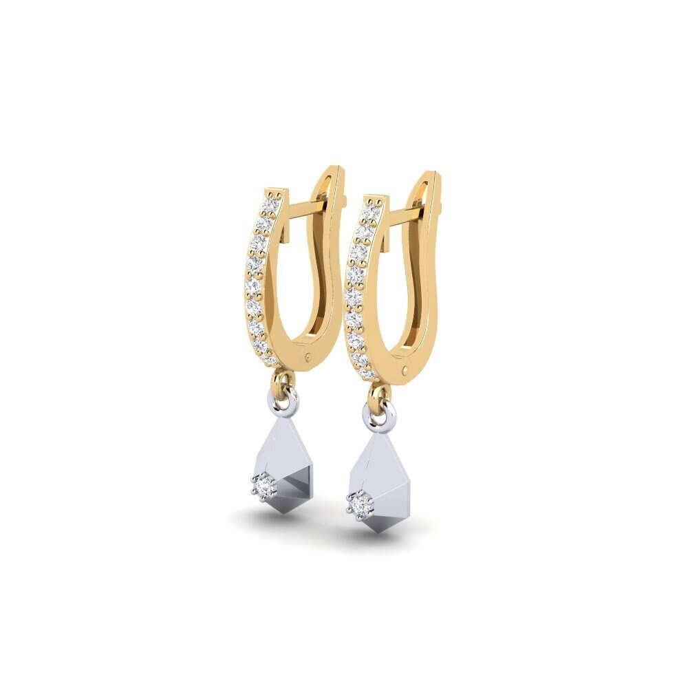 14k Oro Amarillo/Blanco Pendiente de mujer Jooksu