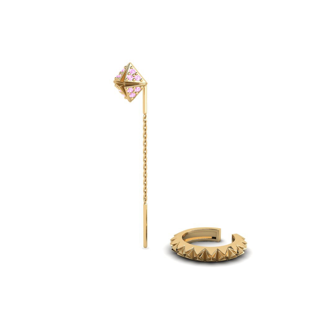 Đá Sapphire Hồng Bông tai nữ Kampas - SET