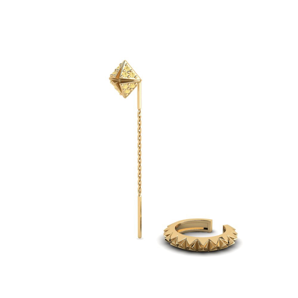 Yellow Diamond Women's Earring Kampas - SET