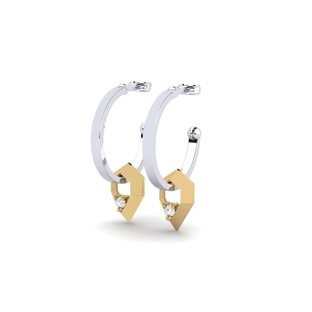 14k Oro Blanco / Amarillo Pendiente de mujer Komatidete