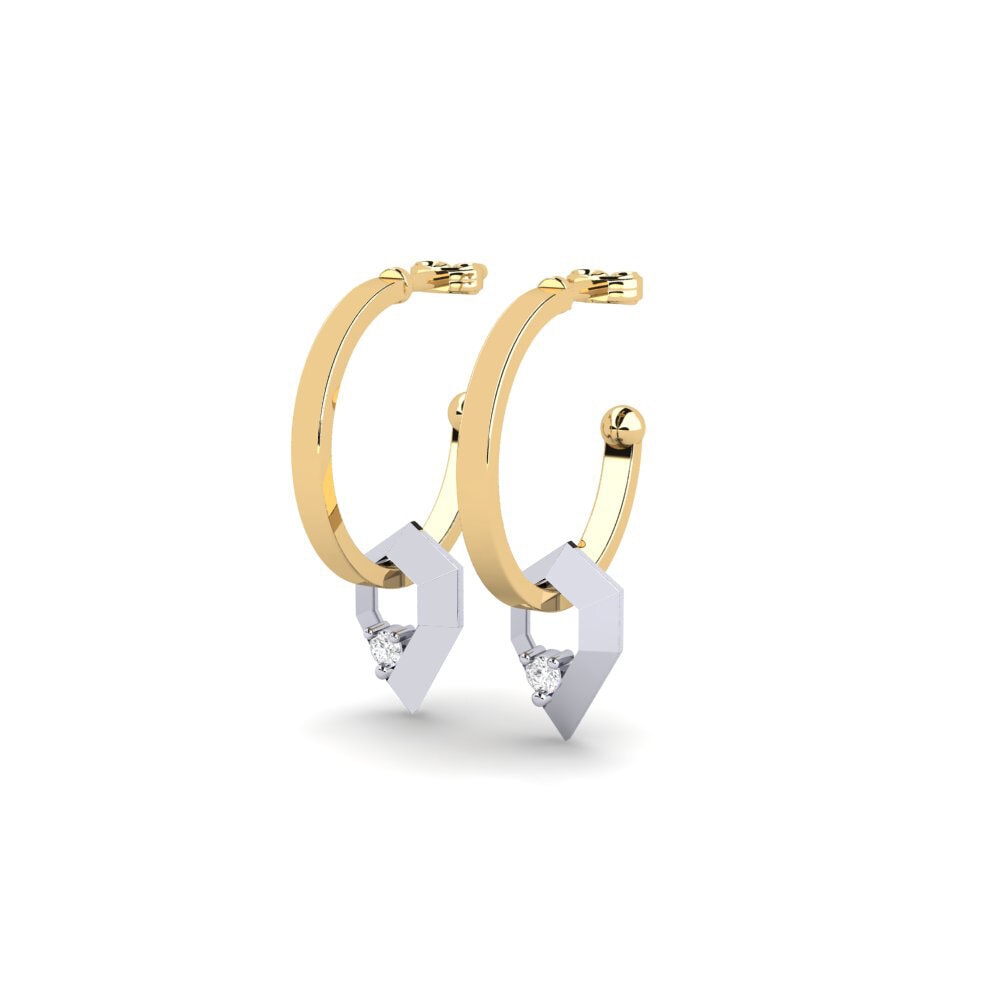 14k Oro Amarillo/Blanco Pendiente de mujer Komatidete
