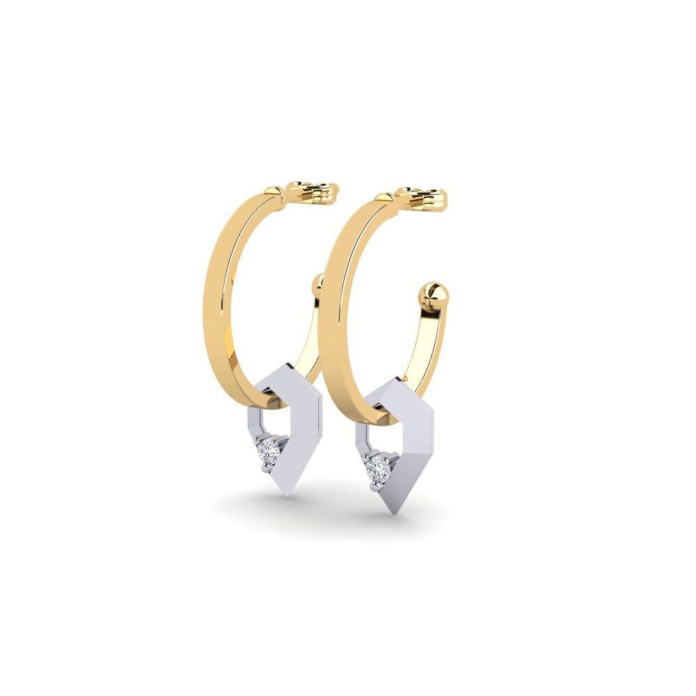 14ct Yellow & White Gold Women's Earring Komatidete