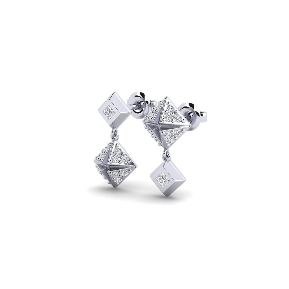 14k Oro Blanco Princesa Pendiente de mujer Kulma
