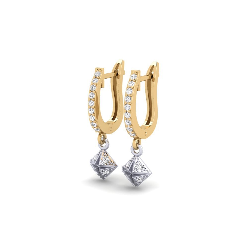 14k Oro Amarillo/Blanco Pendiente de mujer Kvadratas